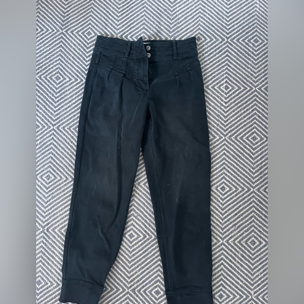 Something Navy barrel leg denim with cinched ankle, black, size XS.  Never worn